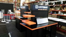 Custom Double-sided Kiosks/Monitor Stand with Shelves and Storage