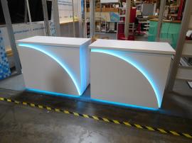 MOD-1556 Counter with Curved Facade, LED Accent Lights, and Locking Storage