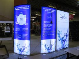 (2) Double-sided VK-1948 Curved SuperNova LED Lightboxes and (1) Flat Lightbox with Tension Fabric Graphics