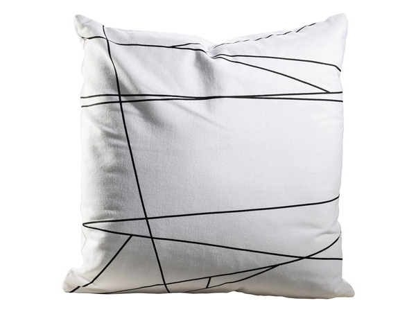 Linear Pillow White with Black Lines (CEAC-040) -- Trade Show Rental Furniture