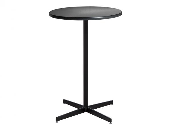 30" Round Bar Table w/ Brushed Gunmetal Top and Standard Black Base (CEBT-024)
 -- Trade Show Furniture Rental