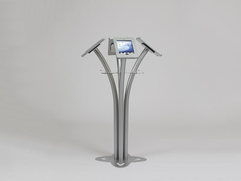 MOD-1338 Portable iPad Kiosk -- Silver -- Aluminum Base