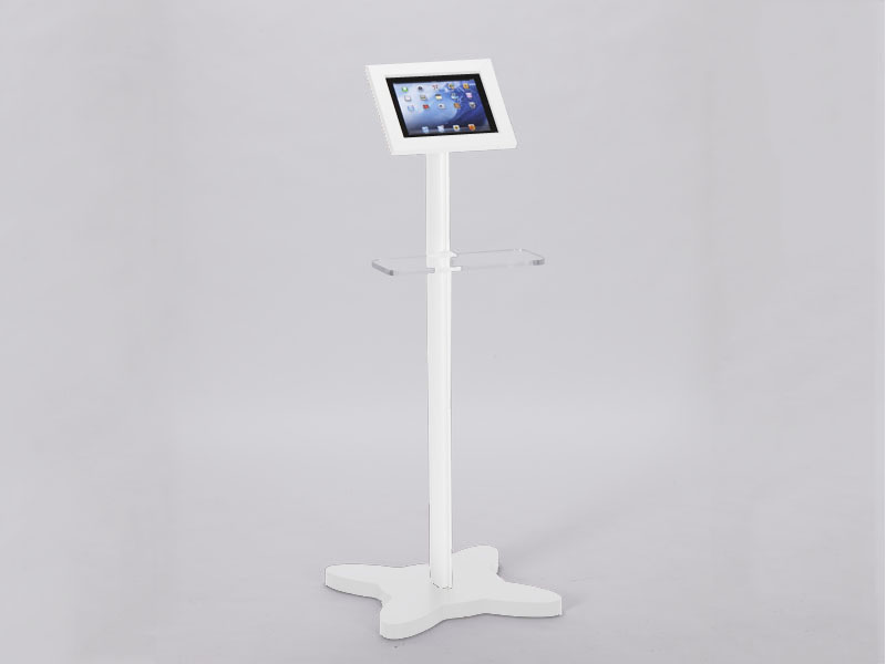 Modular iPad Kiosk with Keyboard Shelf -- White