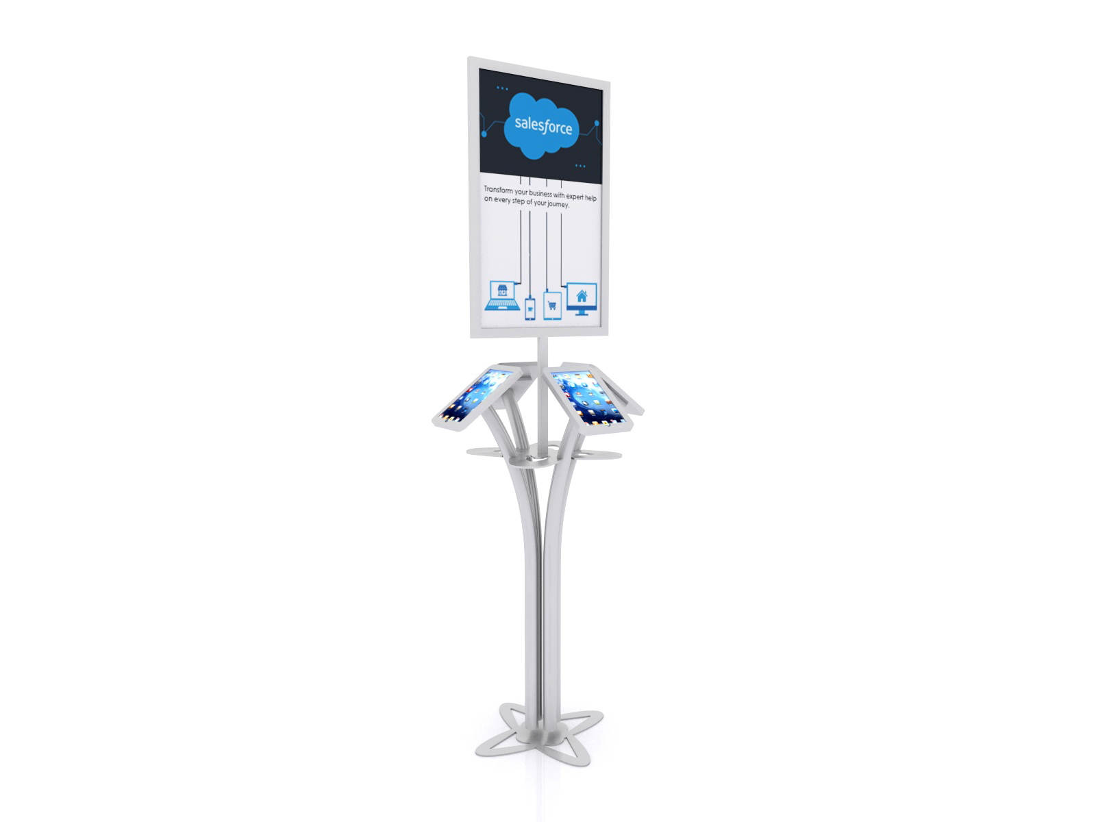 MOD-1347 Portable iPad Kiosk -- Silver -- Aluminum Base