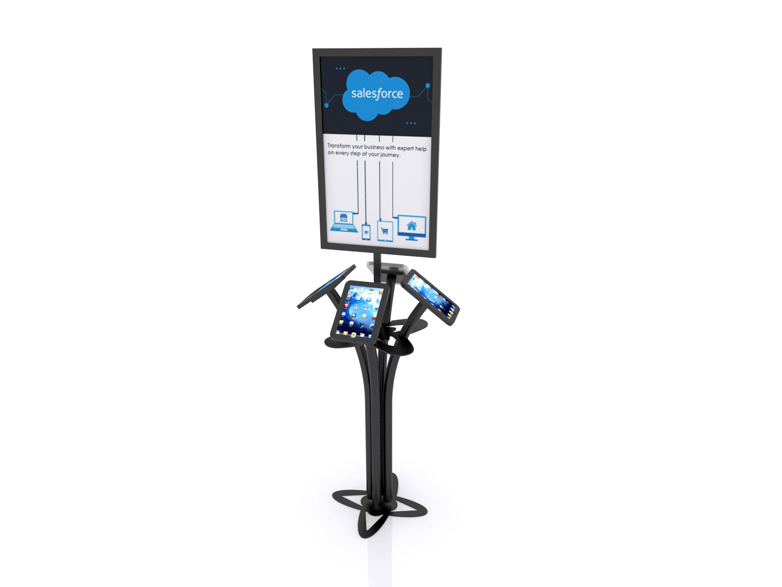 MOD-1347 Portable iPad Kiosk -- Black -- Aluminum Base