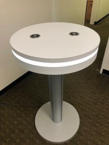 MOD-1462 Portable Charging Table with Wireless and USB Charging Ports and the Optional REB Programmable Lights. Shown w/o the Vinyl Graphic Option