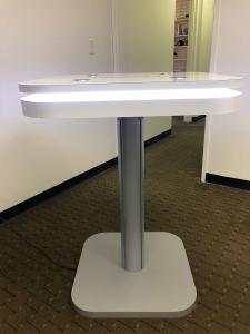 MOD-1458 Bistro Charging Table with Wireless and USB Charging Ports and LED Perimeter Lights. Shown w/ the Vinyl Graphic Option