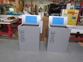 Custom Donation Bins with Graphics and Signage Header