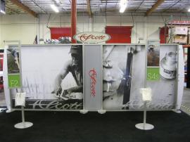 Modified ECO-2009 without Curved Arches.  Added (1) Center Header and (2) Custom Flag Graphic Kiosks -- Image 1