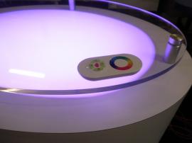 Modular Laminate Pedestal with Remote Controlled Lights and Locking Storage -- Image 4