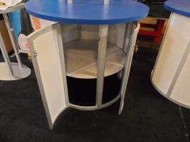 Custom Round Kiosks with Tension Fabric Header and Storage -- Image 3