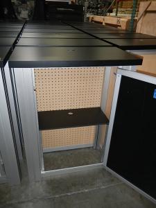 RENTAL:  (60) RE-1227 Rectangular Counters and (4) RE-1202 Counters with Locking Doors,  Internal Shelves, Laminated Infills, and Pegboard Back Panels for Ventilation -- Image 4