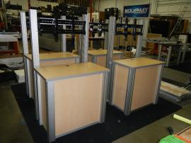 RENTAL: (4) RE-1232 Rectangular Counter Kiosks. Includes Locking Doors, Interior Shelves, and Large Monitor Mounts -- Image 1