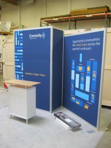 eSmart ECO-1059 with Aluminum Frame, Locking Storage Closet, Custom Lighting, SEG HD Fabric Graphics, and ECO-2C Podium -- Image 1