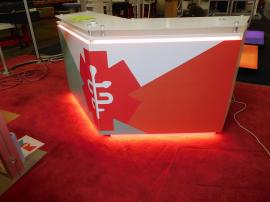 MOD-1557 Custom Counter with Raised Plex Top, Graphics, LED Lights, and Locking Storage