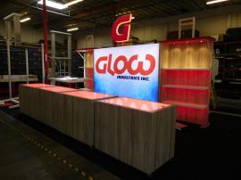 Custom Modular Inline with LED Lightbox, Shelves, Puck Lighting, and (4) Product Showcases with Internal Lighting and Locking Storage