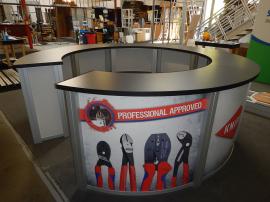 RENTAL: RE-1226 Circular Counter with Black Laminated Top and (7) Sintra Infill Graphics