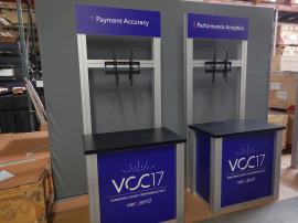 RENTAL: (4) RE-1232 Counter Kiosks with Large Monitor Mounts and Sintra Graphics