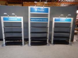 RENTAL: Includes (3) Modified RE-1253 Freestanding Shelf Displays with Black Laminated Shelves and Direct Print Sintra Header Graphics