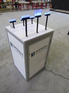 Custom Product Display Counter with LED Lighting, Graphics, and Locking Storage