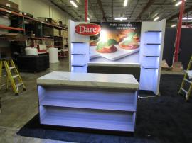 (4) Custom 10 x 10 Exhibits for a 20 x 40 Booth Space with Shelves, Product Counters, Locking Storage, and LED Accent Lights