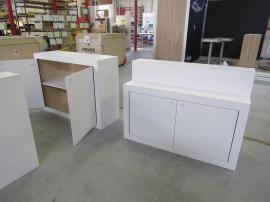 (6) Custom Wood Counters with Locking Storage and Shipping Crates