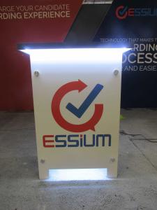 Custom Aluminum Extrusion SEG Design with Fabric Graphics, Monitor Mount, and SYM-407 Counter with LED Accent Lights