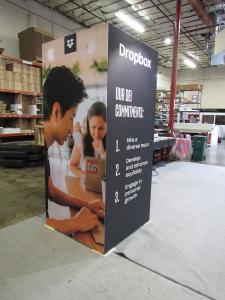 Gravitee Modular Wall Exhibit with SEG Fabric Graphics, Locking Closet, and Stem Light