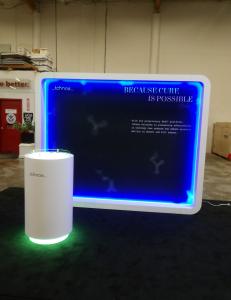 Custom VK-1340 Backlit Exhibit with Programmmable RGB Lights, Monitor Mount, and MOD-1583 Pedestal