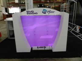 Custom Tabletop Display with Backlit Fabric Graphics, Sintra Header, and Large Monitor Mount