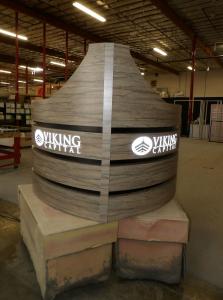 Custom "Viking Prow" Counter with Shelves, Locking Storage, and Backlit Graphic -- Image 1