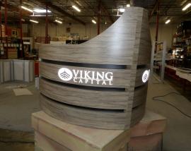 Custom "Viking Prow" Counter with Shelves, Locking Storage, and Backlit Graphic -- Image 2
