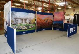 Multiple Double-sided Symphony Curved and Flat Frames with SEG Fabric Graphics