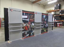 Modified ECO-2041 Sustainable Inline Exhibit with (9) Shelves and Tension Fabric Graphics -- View 2