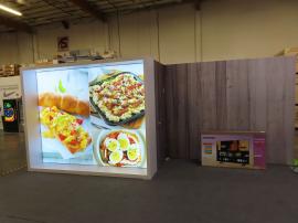 Custom Gravitee Modular Inline with LED Lightbox, Fabric Graphics, Locking Storage Closet, and Monitor Mount