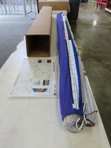 Eco-Friendly GABS-003 Banner Stand with Green Apple Frame, Wood Poles, and Sustainable Fabric Graphics