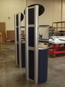 Two Custom Kiosks with Locking Storage and Shelf