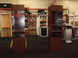 Modular Laminate Tower with Shelves and Locking Storage -- Image 1