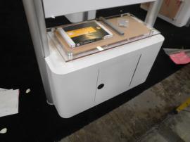 Custom Double-sided Kiosk/Workstation with Locking Storage and Silicone Edge Fabric Graphics -- Image 3