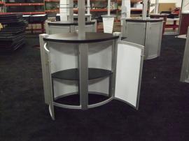 Trade Show Kiosks and Counters with Tension Fabric Header (ring), Plex Shelves, and Storage -- Image 2